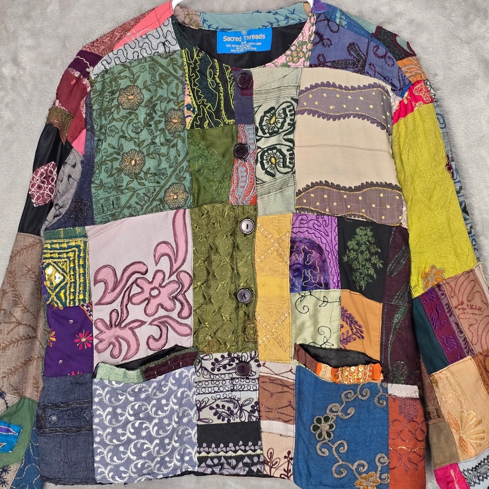 Sacred Threads Patchwork Boho Jacket Women S / M … - image 2